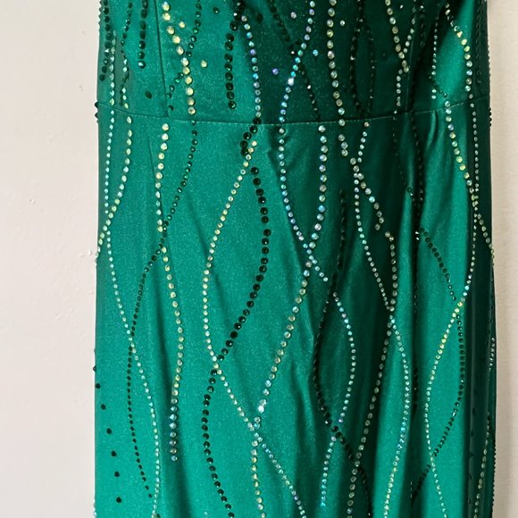 Formal Full Length Gown Prom Dress Green Strapless Satin 0 2 Bridesmaid Sweet 16 - Picture 4 of 8